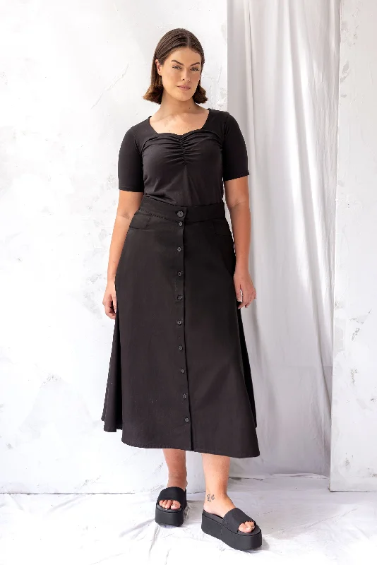 Cruise Skirt | Black denim skirt casual