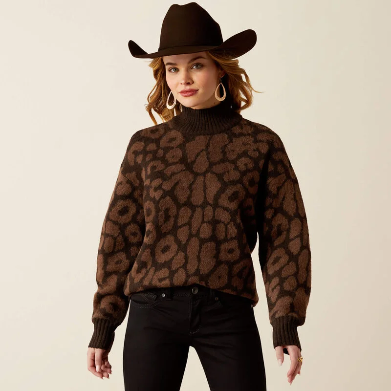 Women's Ariat Moda Mock Neck Sweater Plaid Sweater Polka Dot Checkered