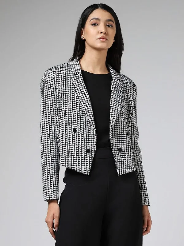 Wardrobe White & Black Houndstooth Checked Jacket Appliqued Jacket Beaded Jacket Sequined Jacket Wardrobe White & Black Houndstooth Checked Jacket Appliqued Jacket Beaded Jacket Sequined Jacket