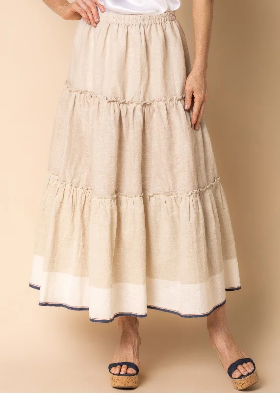 Davina Linen Blend Skirt in Latte wool skirt warm