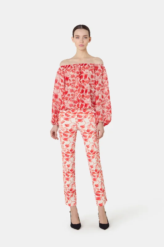NUCCIA CROP PRINTED PANTS Chic Faux Leather Pants