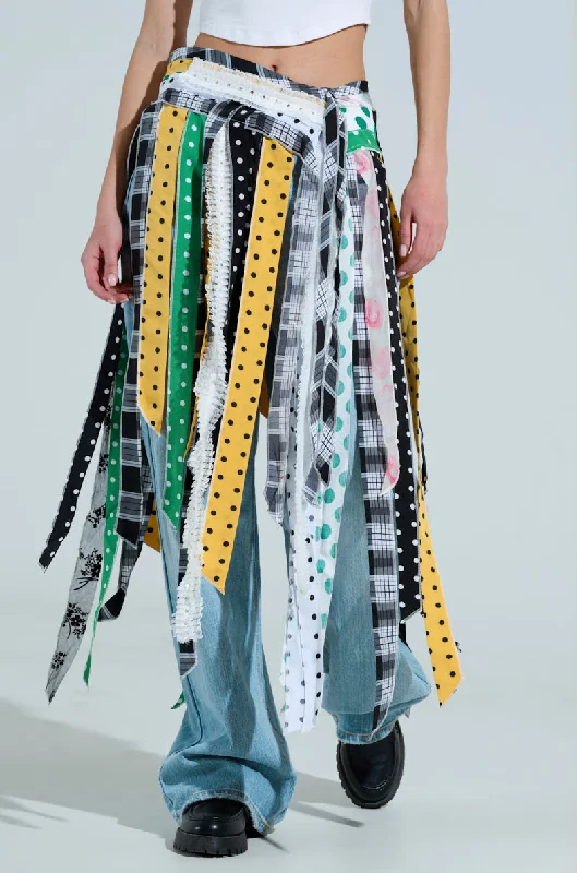 OH SO CHIC PATTERN MIX BELT SKIRT chiffon skirt flowing