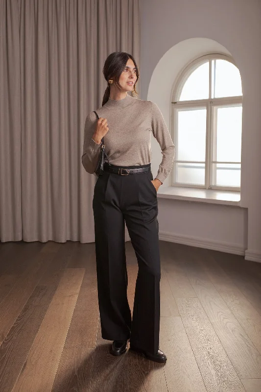 Kellyn Long Sleeve Sweater With Mock Neck Greige Chenille Blend Fleece Blend Nylon Blend Kellyn Long Sleeve Sweater With Mock Neck Greige Chenille Blend Fleece Blend Nylon Blend