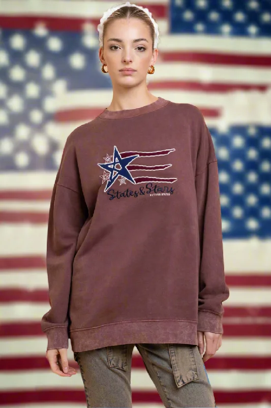 Daisy Street States and Stars Vintage Sweater Solid Color Striped Floral Print