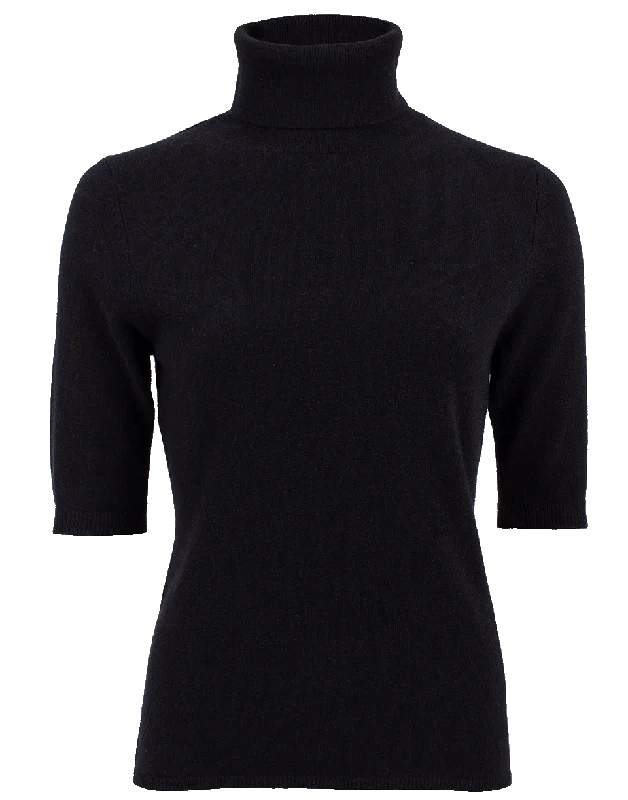 Elbow Sleeve Turtleneck Sweater Embroidered Appliqued Beaded