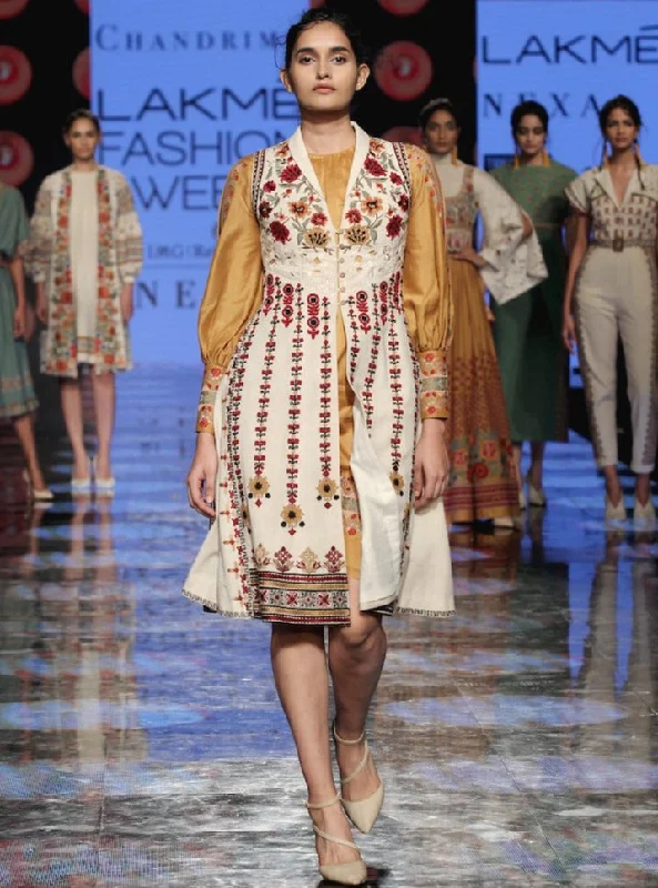 Mustard Dress Kurta With Jacket Print Jacket Jacquard Jacket Patchwork Jacket