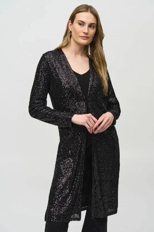 Joseph Ribkoff Black Sequined Long Sleeve Cover-Up Jacket 244925 One-Shoulder Jacket Off-the-Shoulder Jacket Asymmetrical Jacket Joseph Ribkoff Black Sequined Long Sleeve Cover-Up Jacket 244925 One-Shoulder Jacket Off-the-Shoulder Jacket Asymmetrical Jacket
