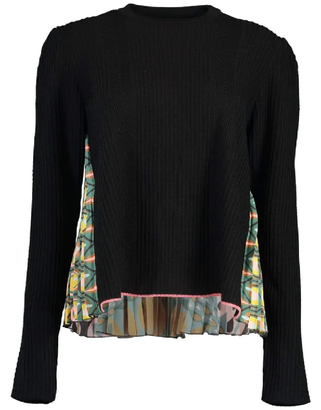 Pleated Print Back Super Sweater Iron Safe Non-Iron Wrinkle Free