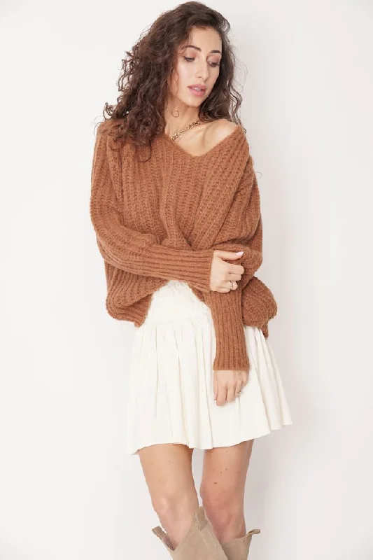 Nusa Alpaca Sweater Camel Spandex Rayon Corduroy