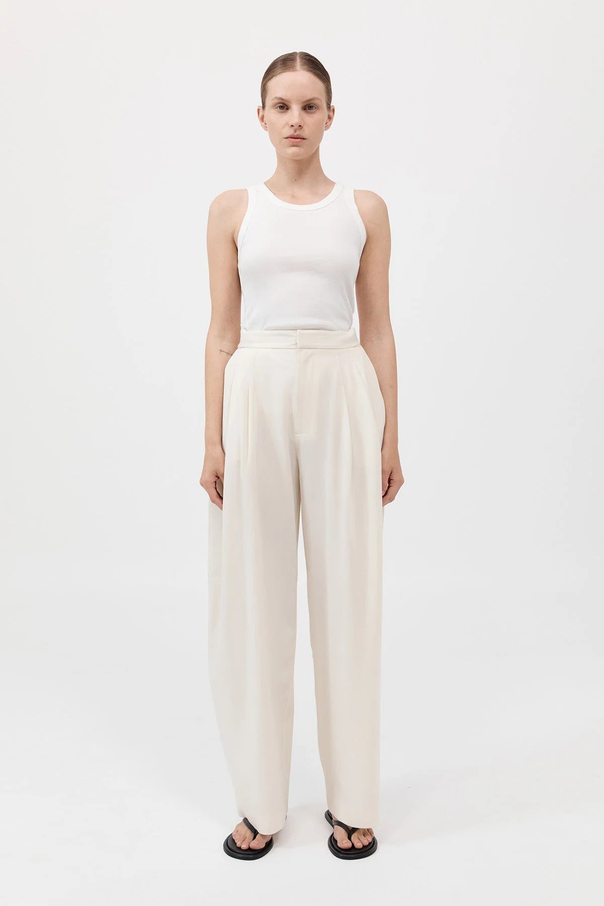 Adjustable Pants - Milk Chic Wool Trousers
