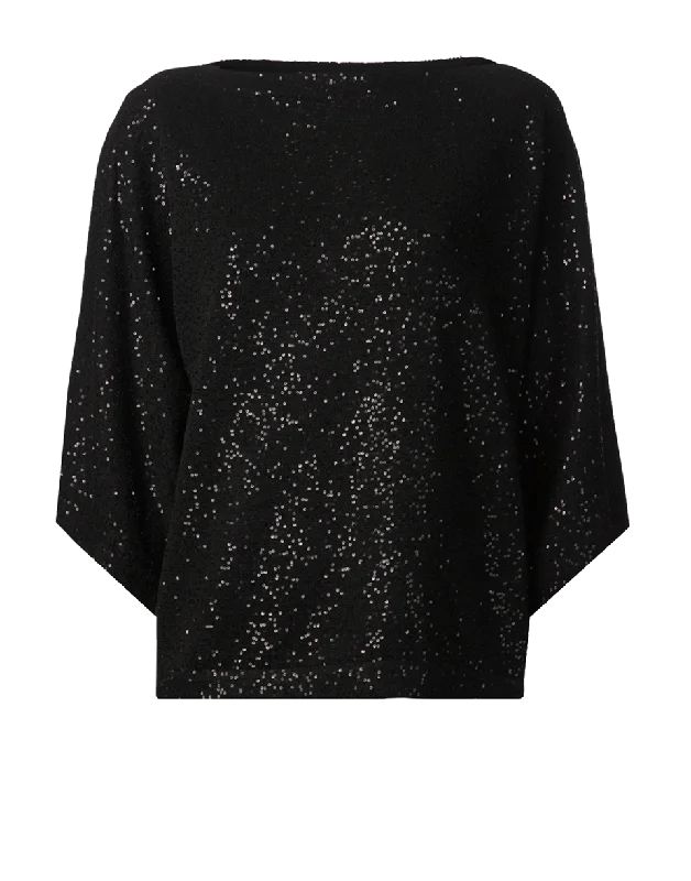 Bateau Neck Sequin Sweater Sequined Glittery Shiny