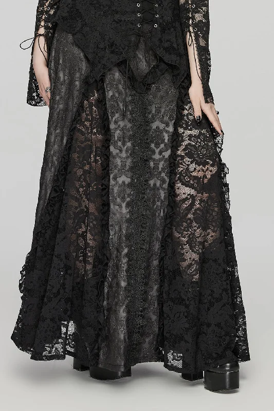 Gothic Renaissance Ruffled Skirt [Plus Size] silk skirt lustrous