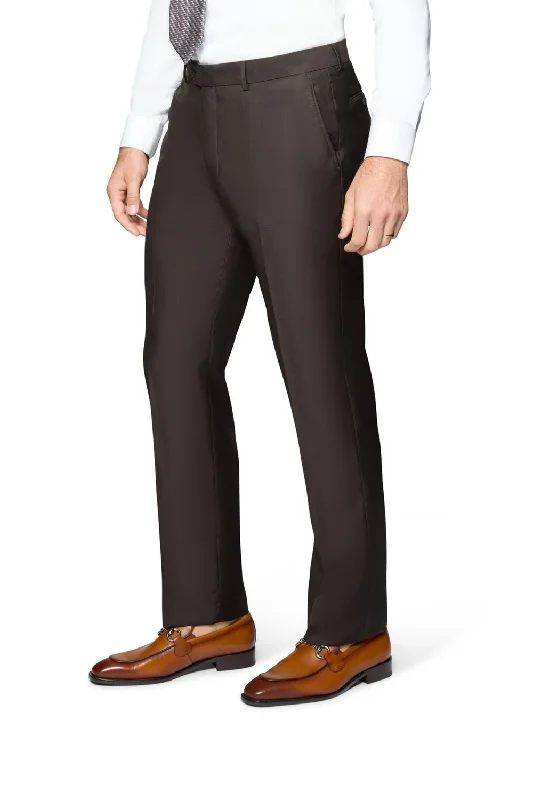 Bergamo Elegant Slim Fit Pants - Brown Casual Drawstring Pants