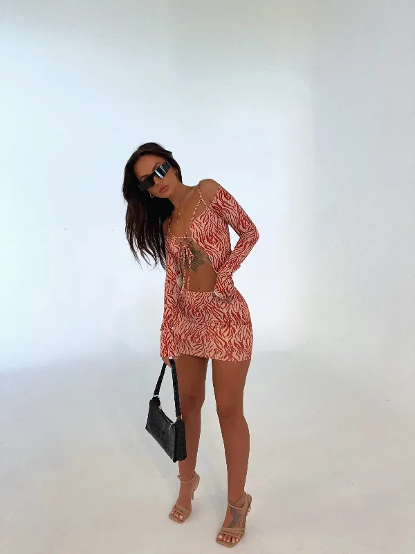 RORI PRINTED MINI SKIRT - OUTCAST EXCLUSIVES silk skirt lustrous