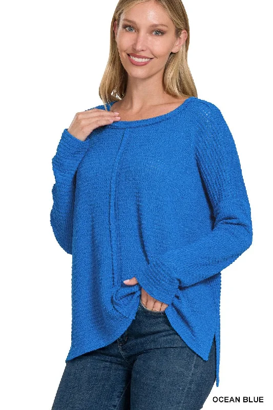 Dohlman Boat Neck Sweater Herringbone Houndstooth Plaid