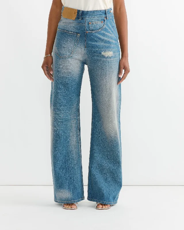 5 Pockets Pant in Blue Relaxed Casual Leggings