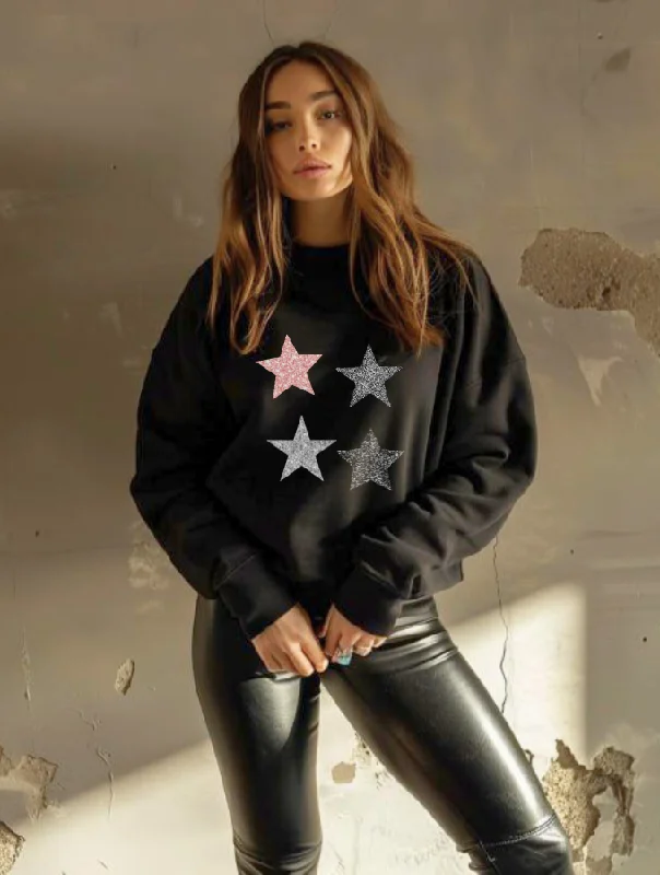 ALL STARS SWEATER - BLACK Handmade Hand-knitted Hand-woven