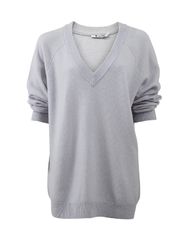 Deep V-Neck Sweater Fleece Fabric Down Fabric Feather Fabric