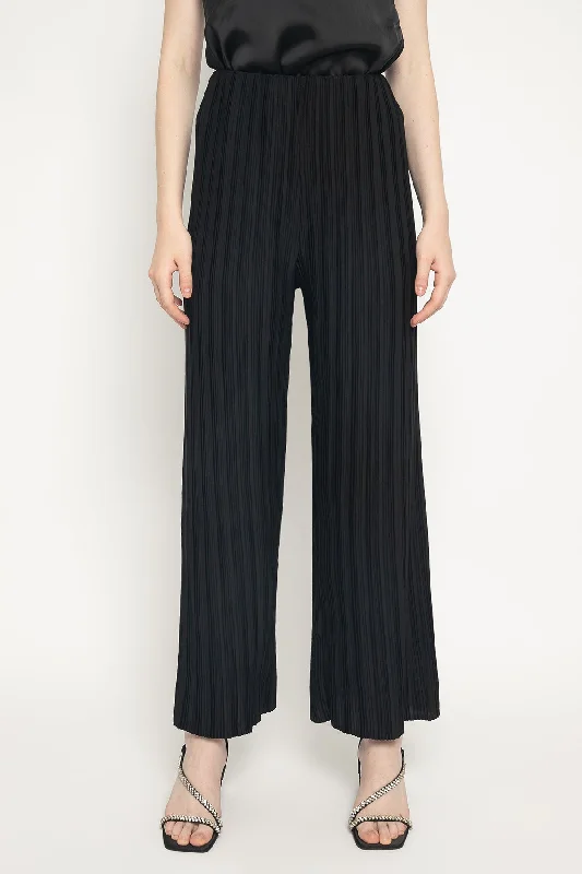Pleated Pants in Black Cozy Full-Length Pants