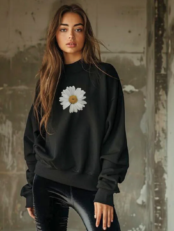 WHITE DAISY SWEATER - BLACK Stretchy Elastic Breathable
