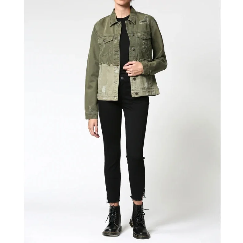 Hidden Two Tone Olive Denim Jacket Jacket Blazer Coat