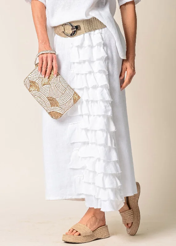 Eve Linen Skirt in White denim skirt fashionable