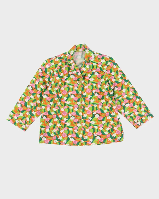 1960s floral jacket / blouse - S / M Fleece Jacket Down Jacket Parka