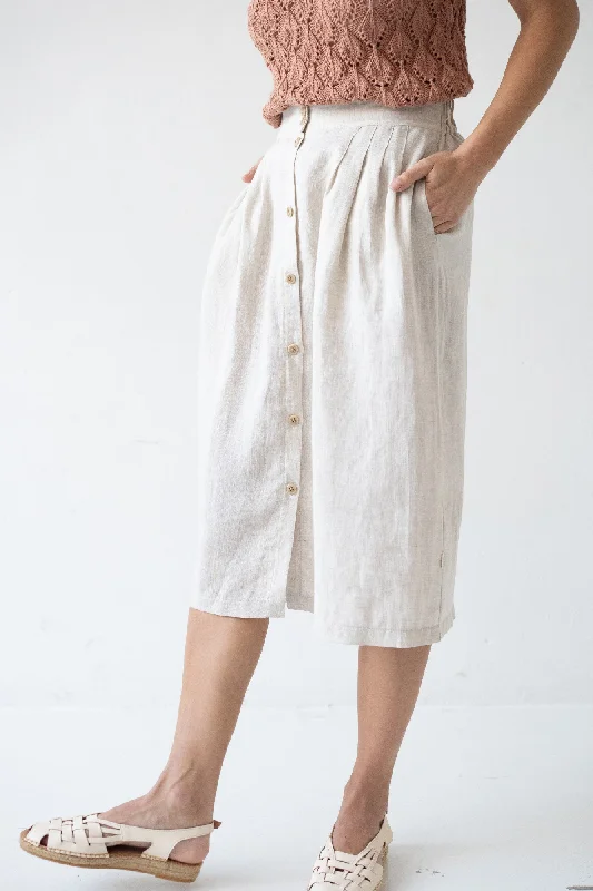 Bernadette Beige Linen Skirt silk skirt lustrous