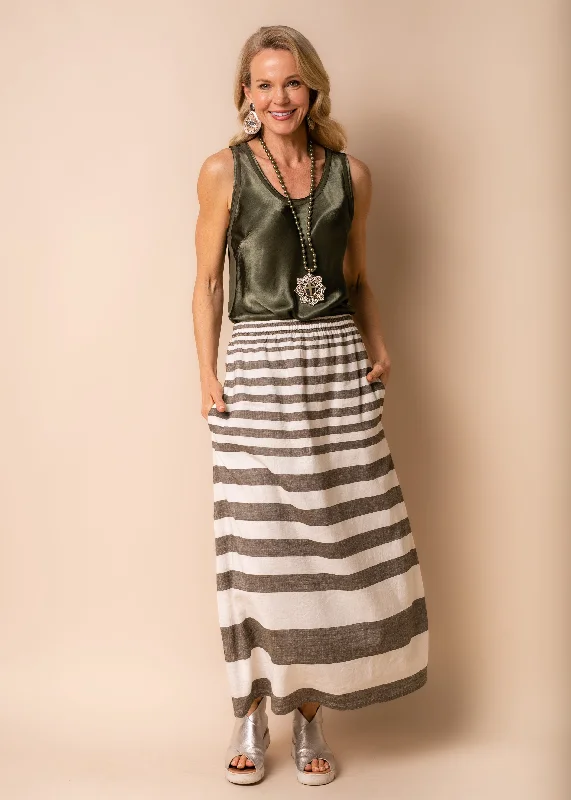 Sinclair Linen Blend Skirt in Khaki denim skirt durable