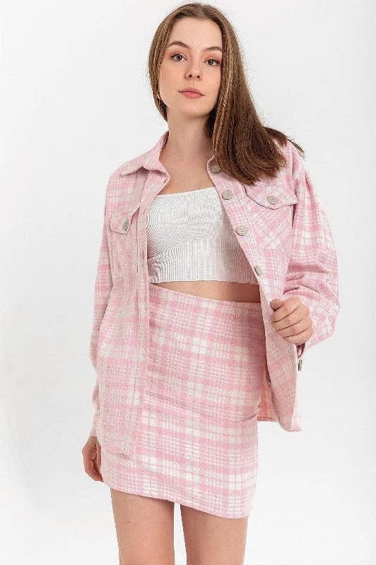 Lumberjack Striped Short Mini Skirt - Pink velvet skirt plush