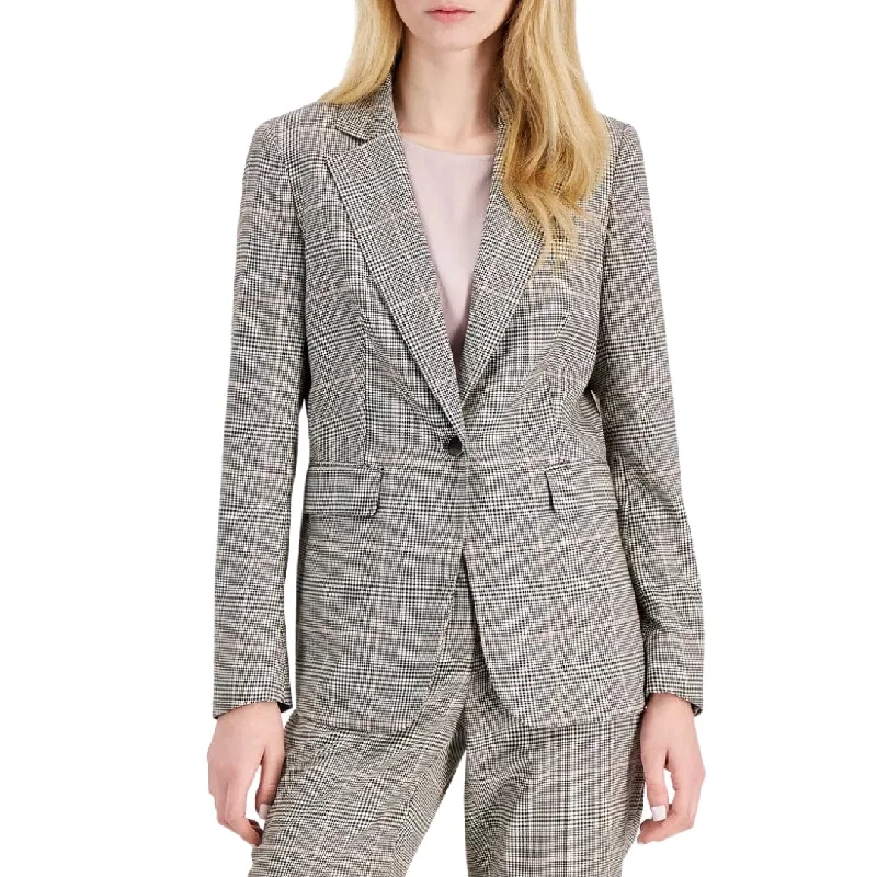ANNE KLEIN - Glen Plaid Notched Collar Jacket Print Jacket Jacquard Jacket Patchwork Jacket ANNE KLEIN - Glen Plaid Notched Collar Jacket Print Jacket Jacquard Jacket Patchwork Jacket