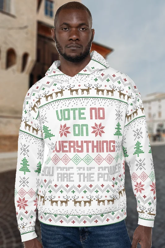 Vote NO on Everything Ugly Christmas Sweater Unisex Hoodie Cable Knit Ribbed Knit Lace Knit Vote NO on Everything Ugly Christmas Sweater Unisex Hoodie Cable Knit Ribbed Knit Lace Knit