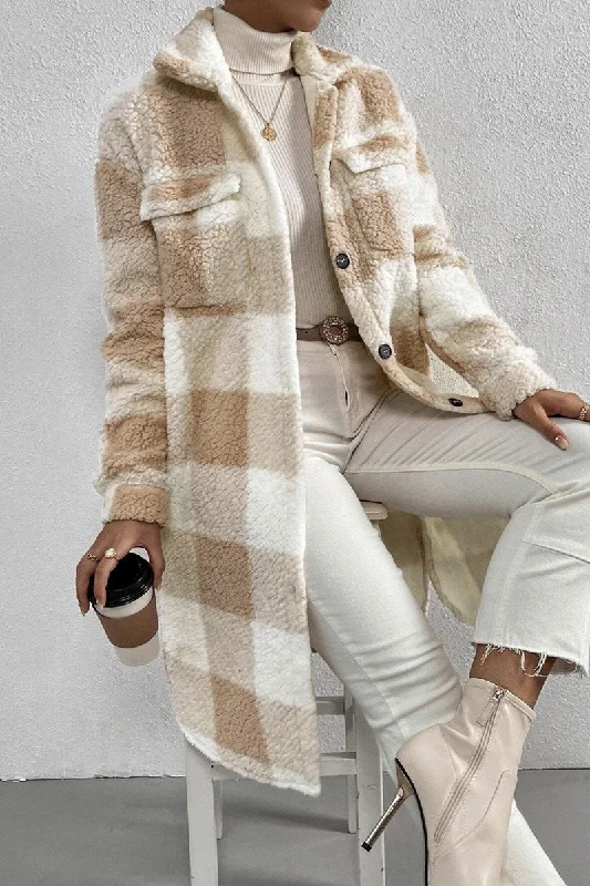 WOMEN WINTER PLAID PLUSH LONG FLEECE JACKET Denim Jacket Leather Jacket Suede Jacket WOMEN WINTER PLAID PLUSH LONG FLEECE JACKET Denim Jacket Leather Jacket Suede Jacket