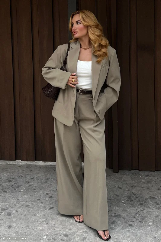 Jemima Straight Leg Pants - Olive Trendy Work Pants