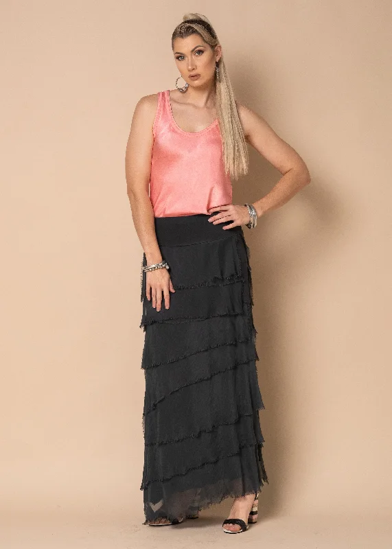 Fifi Silk Skirt in sunset orange relaxed fit skirt