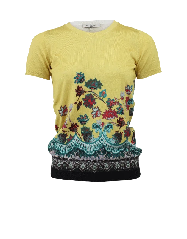 Floral Fine-Gauge Sweater Hooded Caped Shawl Collar