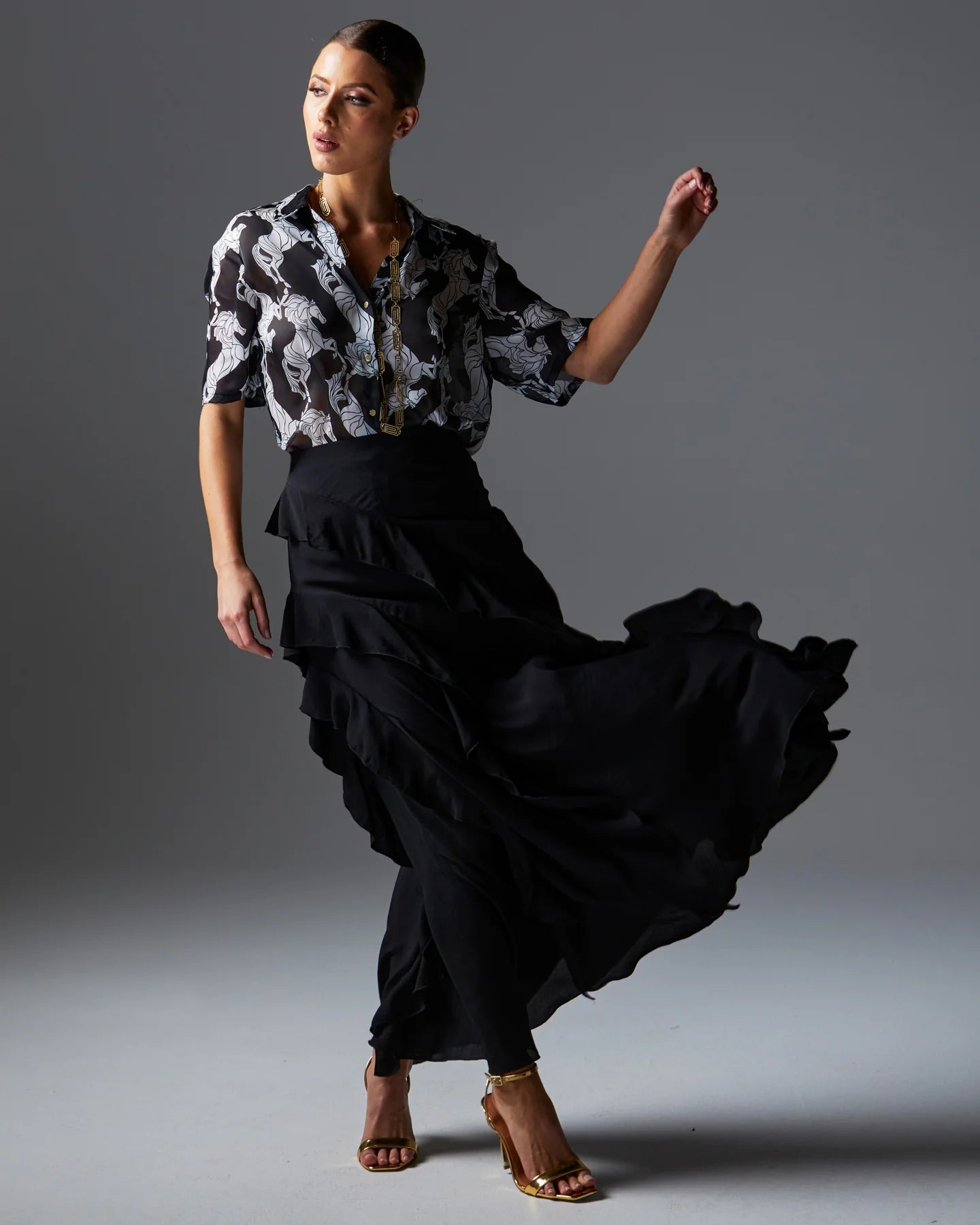 Loyal Maxi Skirt - Black velvet skirt plush
