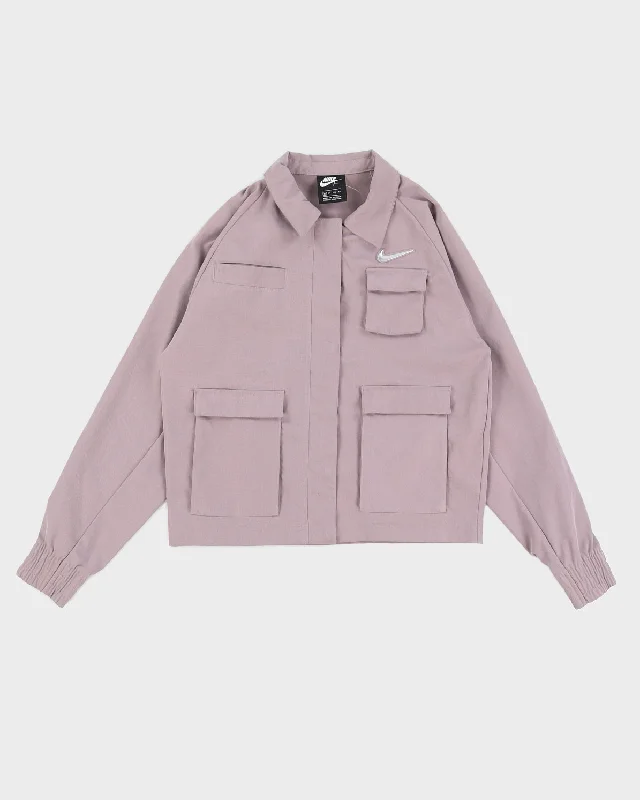Nike Purple Pockets Jacket - L Wool Fabric Cashmere Fabric Tweed Fabric