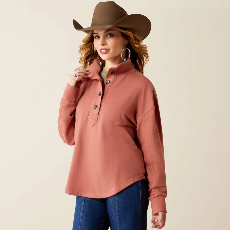 Women's Ariat Lucky Rose Popover Sweater Graphic Sweater Embroidered Appliqued