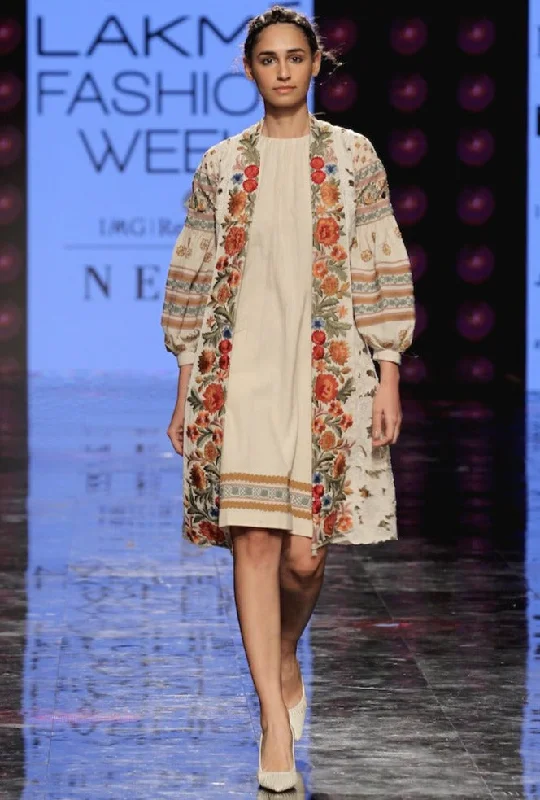 Ivory Cutwork Jacket With Dress V-Neck Jacket Boat Neck Jacket Square Neck Jacket
