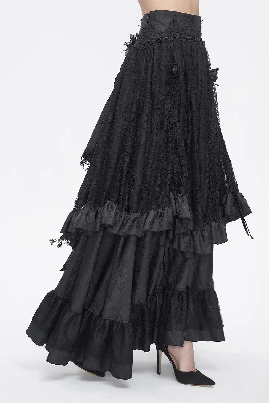 Gothic Manor Ruffled Skirt high slit skirt