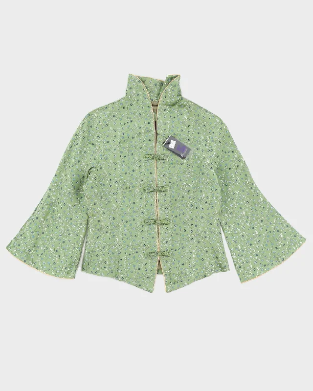 Green Floral Cheongsam Style Jacket - S Wool Jacket Cashmere Jacket Tweed Jacket