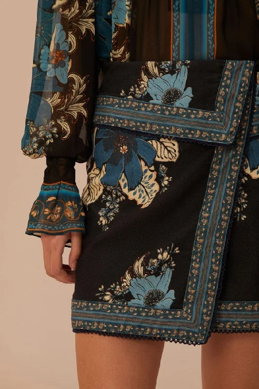 FINAL SALE: FARM RIO Blossom Tapestry Skirt silk skirt elegant