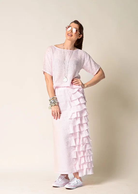 Eve Linen Skirt in Blush cashmere skirt soft