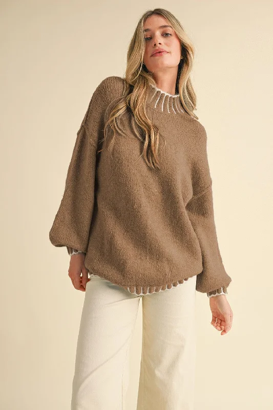 Sanibel's Oversized Sweater Spandex Blend Rayon Blend Denim Blend