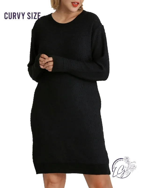Curvy Dinner Plans Sweater Dress Spandex Blend Rayon Blend Denim Blend