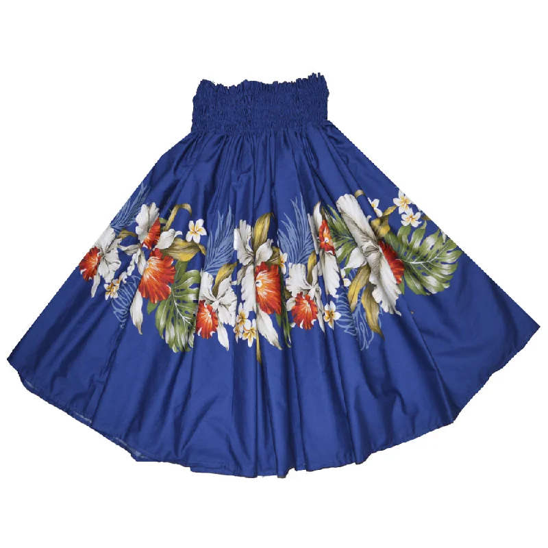 Traditional Pa’u Hula Skirt with Hilo Orchid Floral velvet skirt plush
