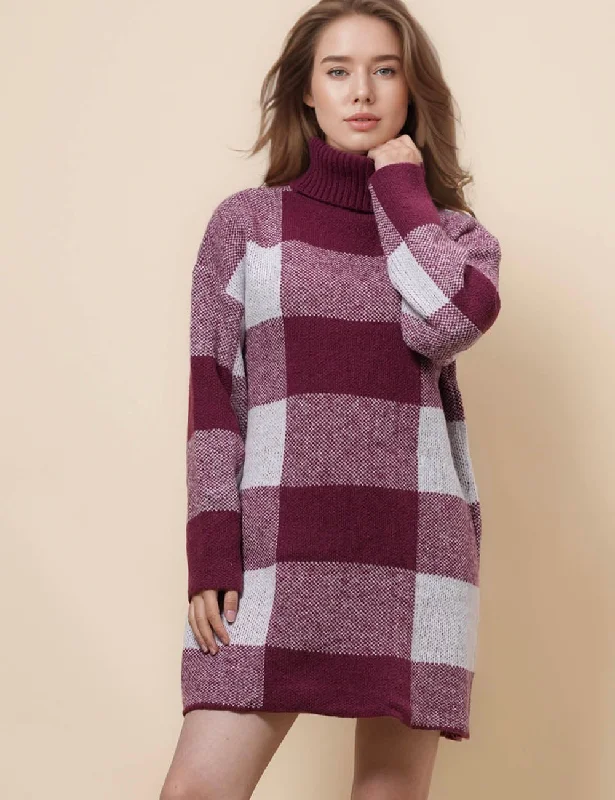 Ladies Christmas Plaid Sweater Mini Dress SKD41157 Lace Blend Ribbed Blend Corduroy Blend Ladies Christmas Plaid Sweater Mini Dress SKD41157 Lace Blend Ribbed Blend Corduroy Blend