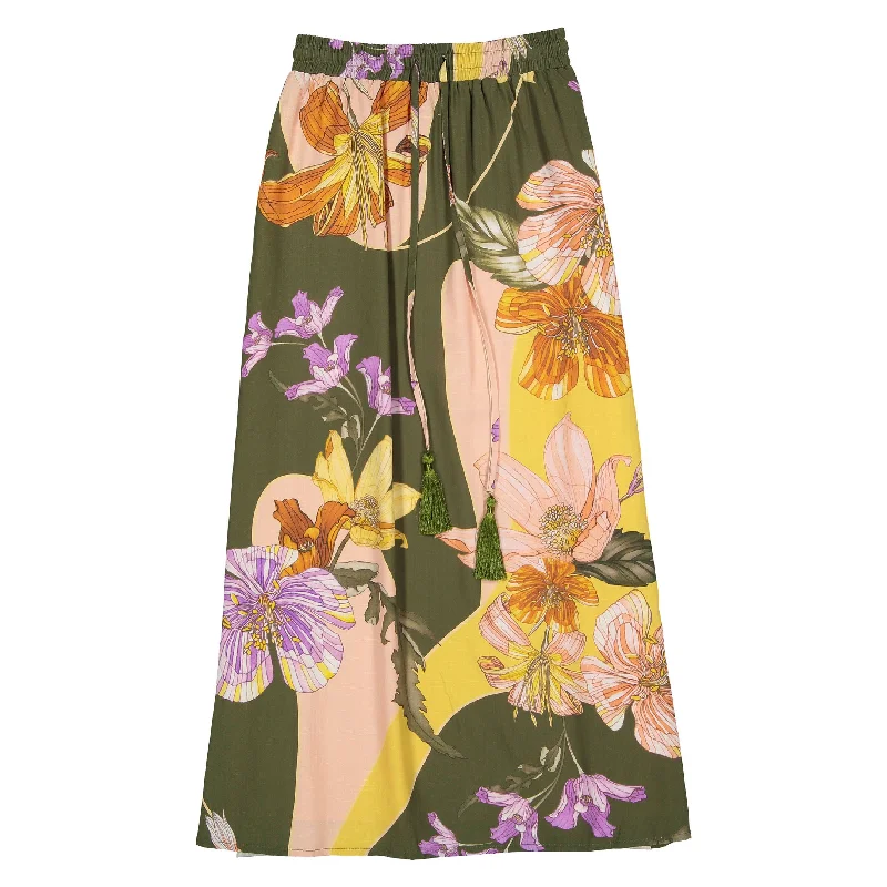 ROWE Green Multicolor Large Flowers Skirt pencil skirt chic