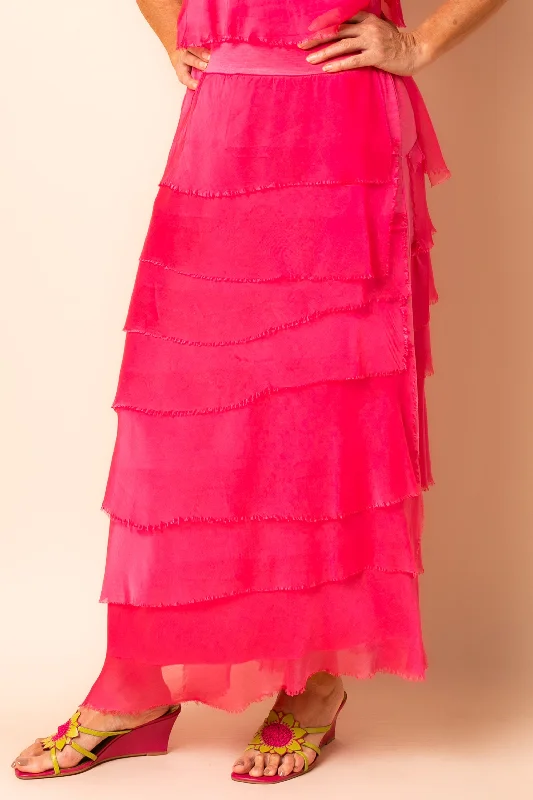 Fifi Silk Skirt in Raspberry Sorbet chiffon skirt floaty